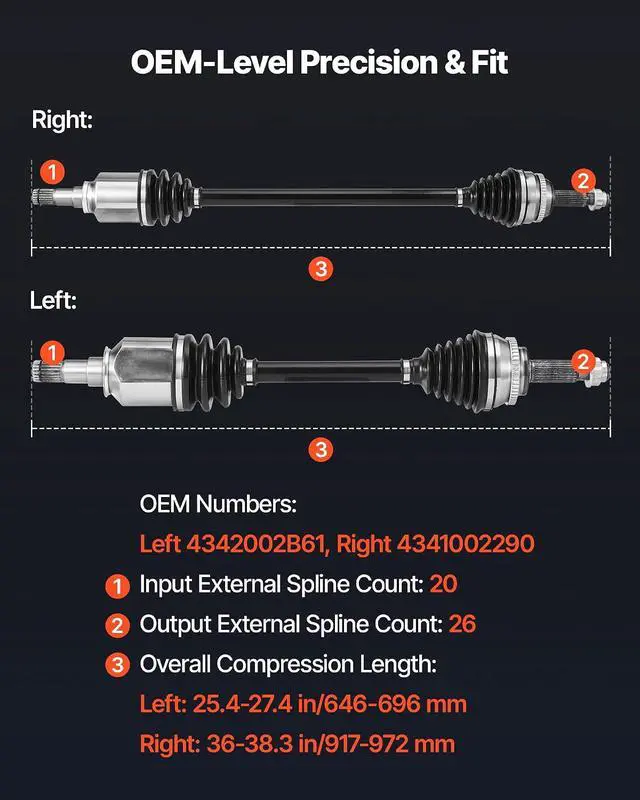 Alt view image 3 of 7 - CV Axle Shaft Assembly, 2 Pieces Front Left & Right (Driver and Passenger Side), Automotive Replacement CV Joint Axles Pair Compatible with 2009-2018 Toyota Corolla, Alloy Steel & Carbon Steel