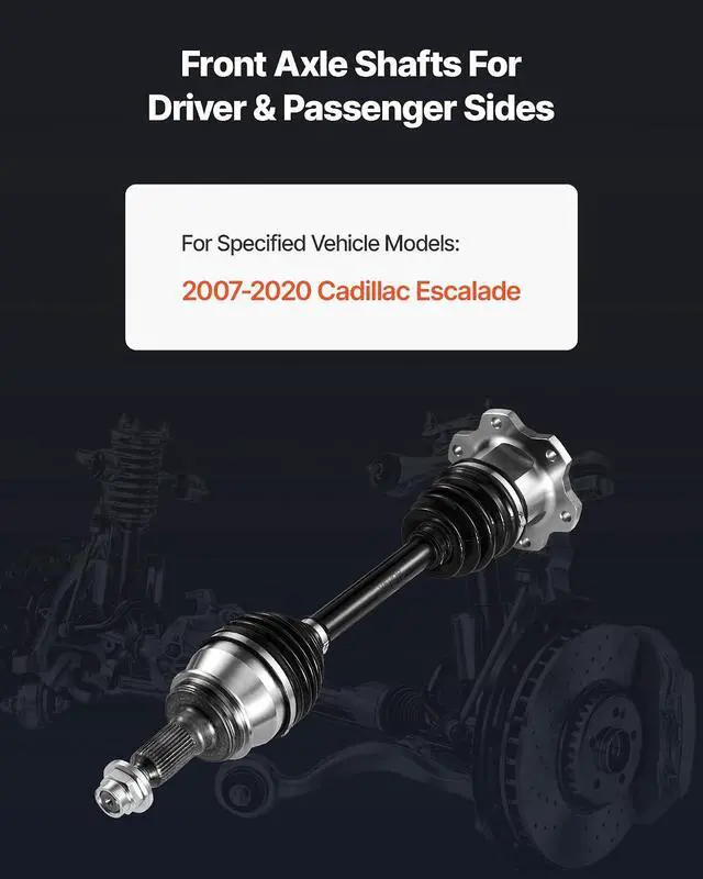 Alt view image 2 of 7 - CV Axle Shaft Assembly, Front Left or Right Side (Driver or Passenger Side), Automotive Replacement CV Joint Axle Shaft Compatible with 2007-2020 Cadillac Escalade, Alloy Steel & Carbon Steel