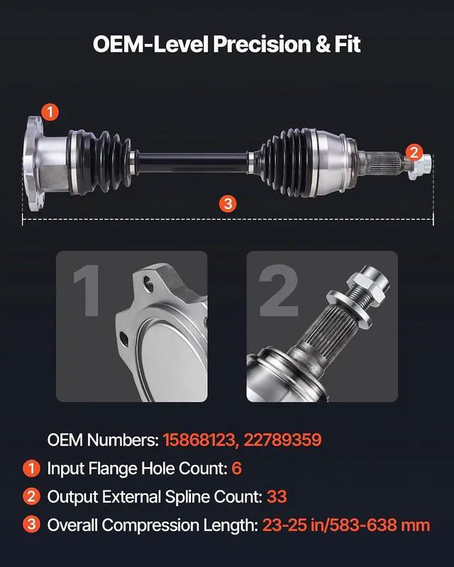 Alt view image 3 of 7 - CV Axle Shaft Assembly, Front Left or Right Side (Driver or Passenger Side), Automotive Replacement CV Joint Axle Shaft Compatible with 2007-2020 Cadillac Escalade, Alloy Steel & Carbon Steel