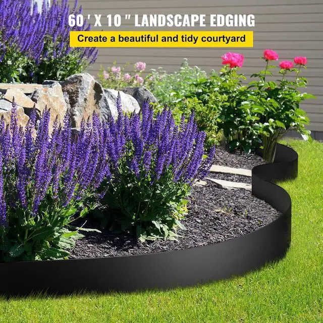 Alt view image 2 of 7 - Landscape Edging, 10 inch Depth 60 ft Total Length, Recycled HDPE Coiled Terrace Board, Flexible Bender Border for Landscaping, Lawn, Garden, Yard, Against Invading Weeds, Black