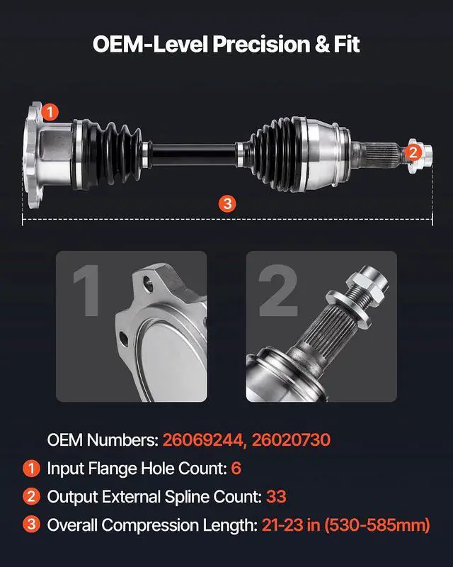 Alt view image 3 of 7 - CV Axle Shaft Assembly, Front Left or Right Side (Driver or Passenger Side), Automotive Replacement CV Joint Axle Compatible with 1999-2006 Chevrolet Silverado 1500, Alloy Steel & Carbon Steel