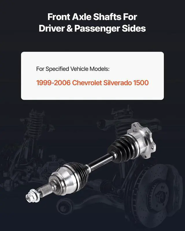 Alt view image 2 of 7 - CV Axle Shaft Assembly, Front Left or Right Side (Driver or Passenger Side), Automotive Replacement CV Joint Axle Compatible with 1999-2006 Chevrolet Silverado 1500, Alloy Steel & Carbon Steel