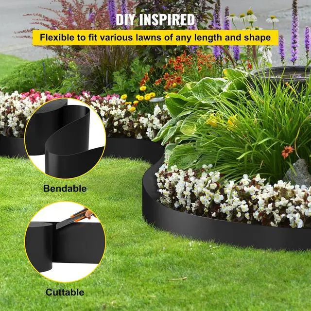 Alt view image 5 of 7 - Landscape Edging, 10 inch Depth 80 ft Total Length, Recycled HDPE Coiled Terrace Board, Flexible Bender Border for Landscaping, Lawn, Garden, Yard, Against Invading Weeds, Black