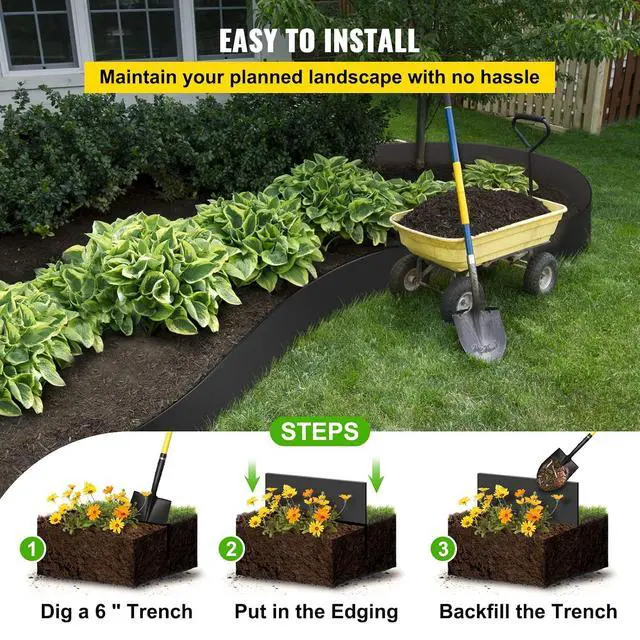 Alt view image 6 of 7 - Landscape Edging, 10 inch Depth 80 ft Total Length, Recycled HDPE Coiled Terrace Board, Flexible Bender Border for Landscaping, Lawn, Garden, Yard, Against Invading Weeds, Black