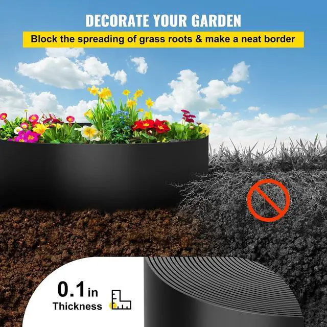 Alt view image 3 of 7 - Landscape Edging, 10 inch Depth 80 ft Total Length, Recycled HDPE Coiled Terrace Board, Flexible Bender Border for Landscaping, Lawn, Garden, Yard, Against Invading Weeds, Black