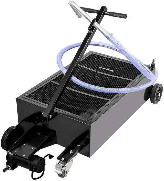 Main image of Low Profile Oil Drain Pan, 25 Gal Oil Drain Pan with 110V High-Flow Electric Pump, Large Capacity Oil Change Pan with 7.2ft Hose & Folding Handle, Rolling Oil Drain Cart for Trucks, Buses, RVs