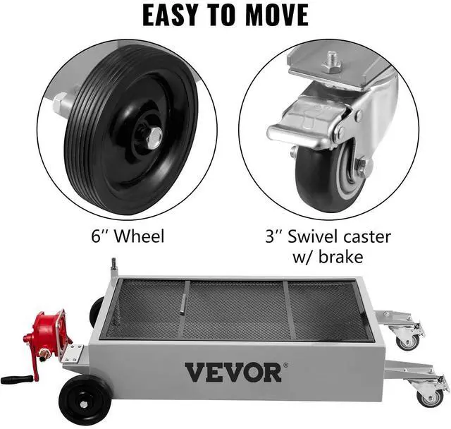 Alt view image 4 of 7 - Oil Drain Pan 15 Gallon Oil Drain Tank, 57L Low Profile Oil Drain Pan, Large Capacity Oil Change Pan, Foldable Hand, with Pump, Hose, Swivel Casters Wheels for Car, SUV, Trucks Oil Draining