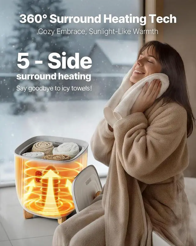 Alt view image 3 of 7 - Towel Warmers for Bathroom, 25 L Towel Warmer Bucket with Auto Shut Off for Spa Fits up to 5 Oversized Towels, Blankets, Clothes, Bathrobes, PJ's and More
