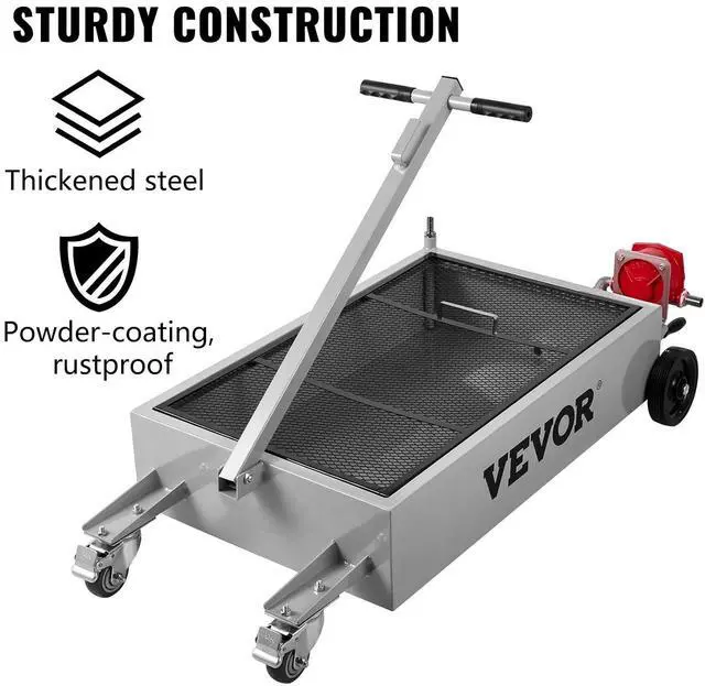 Alt view image 7 of 7 - Oil Drain Pan 15 Gallon Oil Drain Tank, 57L Low Profile Oil Drain Pan, Large Capacity Oil Change Pan, Foldable Hand, with Pump, Hose, Swivel Casters Wheels for Car, SUV, Trucks Oil Draining