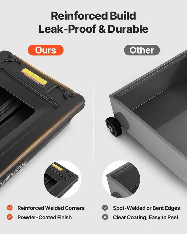 Alt view image 6 of 7 - Low Profile Oil Drain Pan, 17-Gallon Plastic Oil Change Pan, Effective Oil Drain Cart with 180W Electric Pump, Wheels & Folding Handle, Oil Drain Tank for Cars, SUVs, Trucks, Buses, RVs