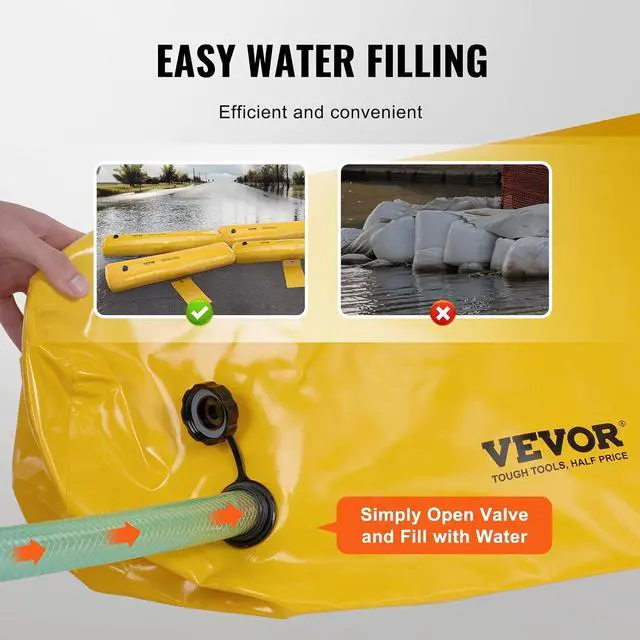 Alt view image 3 of 7 - Flood Barriers, Sandbag Alternative Flood Bags 4 Pack, Flood Barrier for Home, Water Barriers for Flooding, Doorway, Driveway(4FTx6in)