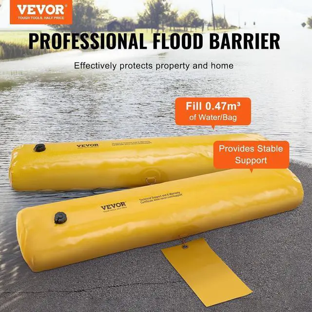 Alt view image 2 of 7 - Flood Barriers, Sandbag Alternative Flood Bags 4 Pack, Flood Barrier for Home, Water Barriers for Flooding, Doorway, Driveway(4FTx6in)