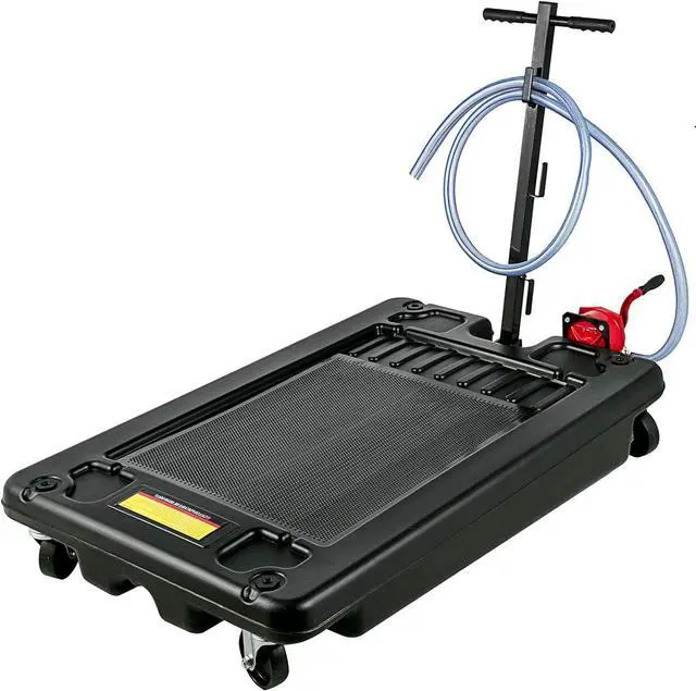 Main image of Oil Drain Pan, 17 Gallon Oil Drain Pan with Pump, 64L Low Profile Oil Drain Pan with 8 ft Hose, Rolling Oil Drain Cart for Trucks, Buses, RVs