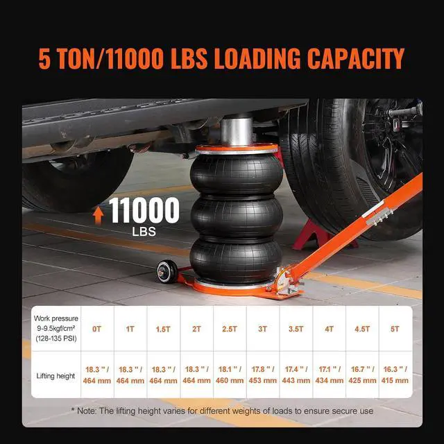 Alt view image 3 of 7 - Air Jack, 5 Ton/11000 lbs, 4-10 S Pneumatic Lifting Jack with Heightened Column & Adjustable Handle, Easy-to-Lift & Space-Saving Jack with Thick Rubber Pad, Fits for Sedan, SUV, Pickup Truck