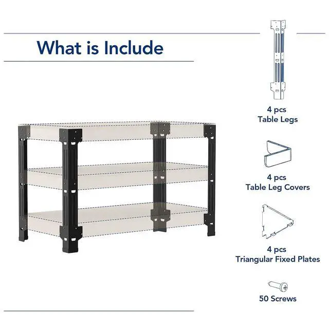 Alt view image 7 of 7 - Workbench Legs, Heavy Duty Workbench Kit for DIY Custom, Maximum 96" Length, 48" Width, 35.4" Height for Garage Storage, Workshop, Shelving, Lumber Not Included
