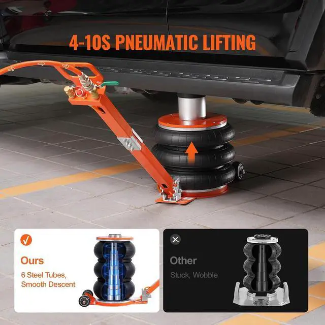 Alt view image 4 of 7 - Air Jack, 5 Ton/11000 lbs, 4-10 S Pneumatic Lifting Jack with Heightened Column & Adjustable Handle, Easy-to-Lift & Space-Saving Jack with Thick Rubber Pad, Fits for Sedan, SUV, Pickup Truck