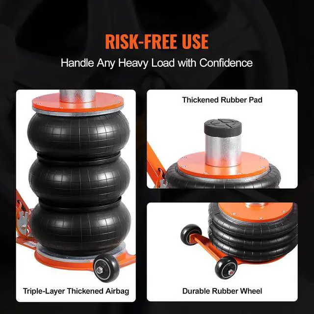Alt view image 6 of 7 - Air Jack, 5 Ton/11000 lbs, 4-10 S Pneumatic Lifting Jack with Heightened Column & Adjustable Handle, Easy-to-Lift & Space-Saving Jack with Thick Rubber Pad, Fits for Sedan, SUV, Pickup Truck