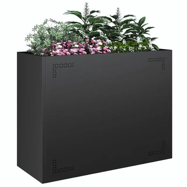 Main image of Planters for Outdoor Plants,39.4" Lx15.7 Wx30 H All-Weather Large Planter Boxes Outdoor with Drainage Holes,Tall Planters for Outdoor Plants,Rectangular Planter Adjustable Shelf,Black