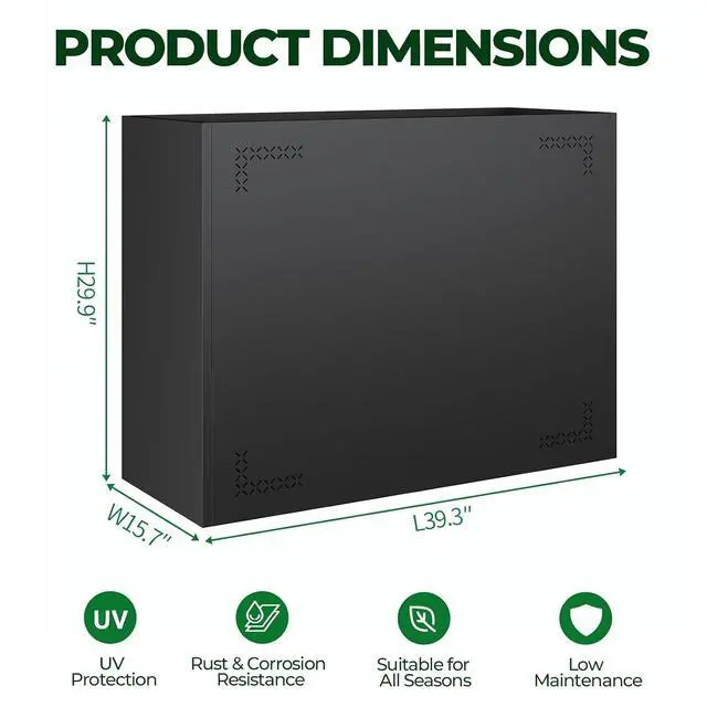 Alt view image 2 of 7 - Planters for Outdoor Plants,39.4" Lx15.7 Wx30 H All-Weather Large Planter Boxes Outdoor with Drainage Holes,Tall Planters for Outdoor Plants,Rectangular Planter Adjustable Shelf,Black