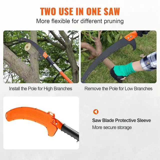 Alt view image 6 of 7 - Manual Pole Saw, 7.3-27 ft Extendable Tree Pruner, Sharp Steel Blade High Branches Trimming, Manual Branch Trimmer with Lightweight 8 Fiberglass Handles, for Pruning Palms and Shrubs
