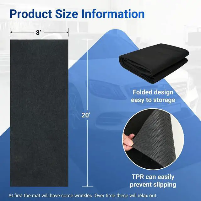Alt view image 6 of 7 - 20' x 8' Garage Floor Mat Oil Spill Mat with Waterproof Slip-Resistant Backing, Waterproof Rubber Backing Floor Protection Shop Toolbox Containment Carpet, Absorbent, Slip-Resistant