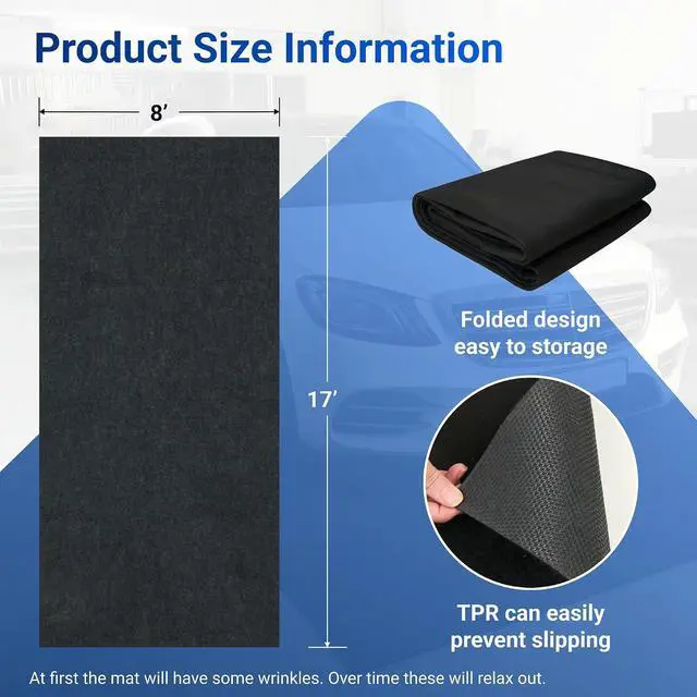 Alt view image 6 of 6 - 17' x 8' Garage Floor Mat Oil Spill Mat with Waterproof Slip-Resistant Backing, Waterproof Rubber Backing Floor Protection Shop Toolbox Containment Carpet, Absorbent, Slip-Resistant