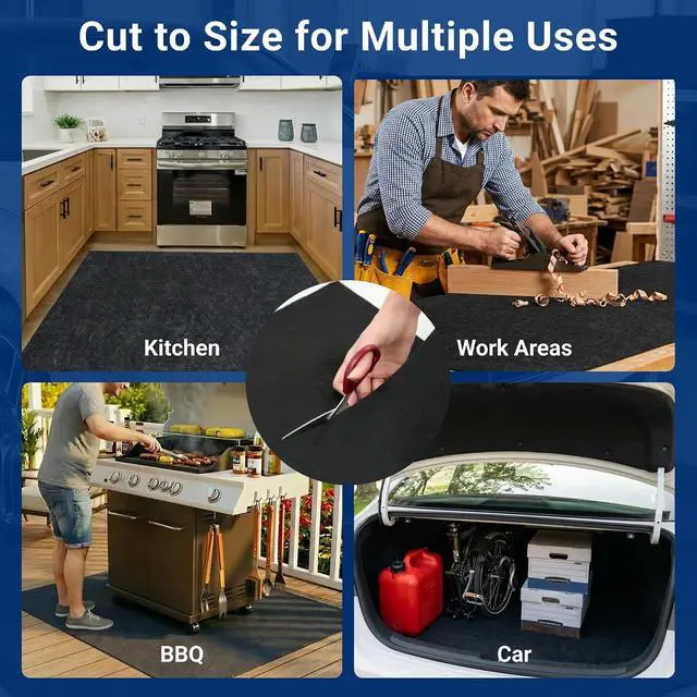 Alt view image 5 of 6 - 22' x 8'10" Garage Floor Mat Oil Spill Mat with Waterproof Slip-Resistant Backing, Waterproof Rubber Backing Floor Protection Shop Toolbox Containment Carpet, Absorbent, Slip-Resistant