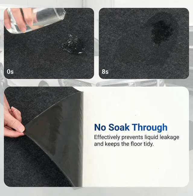Alt view image 7 of 7 - 17' x 8' Garage Floor Mat Oil Spill Mat, Waterproof Garage Flooring for Cars & SUVs,Absorbent, Slip-Resistant, Quick Dry Carpet Fabric(Includes Double Sided Tape)