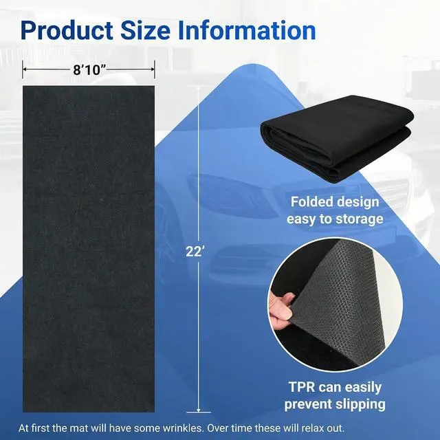 Alt view image 6 of 6 - 22' x 8'10" Garage Floor Mat Oil Spill Mat with Waterproof Slip-Resistant Backing, Waterproof Rubber Backing Floor Protection Shop Toolbox Containment Carpet, Absorbent, Slip-Resistant