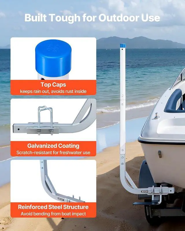 Alt view image 5 of 7 - Boat Trailer Guide, 16.7"- 60 Adjustable Design Trailer Guide Poles, 2PCS Trailer Guide-Ons for Ski Boat, Fishing Boat or Sailboat Trailer