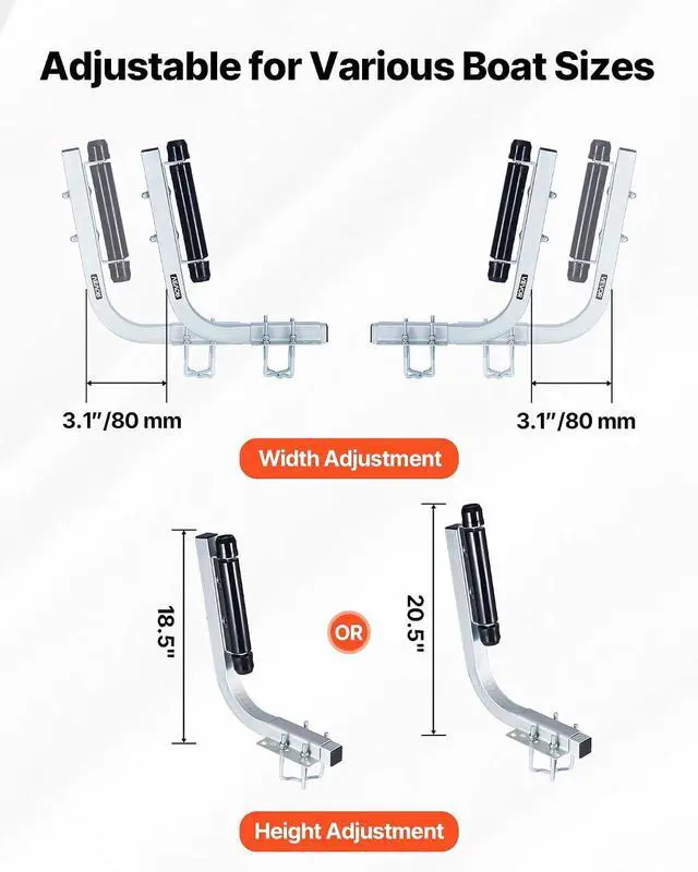 Alt view image 3 of 7 - Boat Trailer Guide, 16.7"- 60 Adjustable Design Trailer Guide Poles, 2PCS Trailer Guide-Ons for Ski Boat, Fishing Boat or Sailboat Trailer