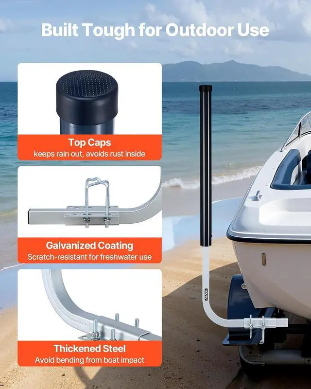Alt view image 5 of 7 - Boat Trailer Guide, 16.7"- 60 Adjustable Design Trailer Guide Poles, 2PCS Trailer Guide-Ons for Ski Boat, Fishing Boat or Sailboat Trailer