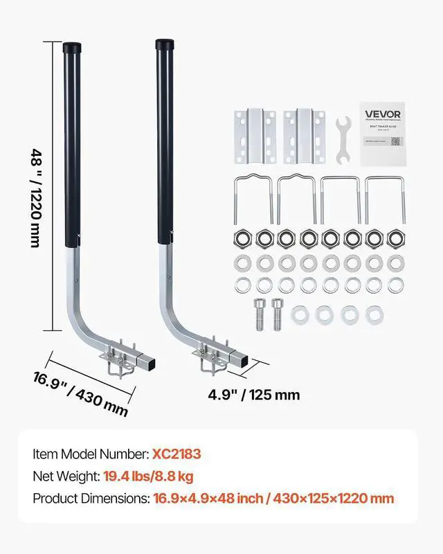 Alt view image 7 of 7 - Boat Trailer Guide, 16.7"- 60 Adjustable Design Trailer Guide Poles, 2PCS Trailer Guide-Ons for Ski Boat, Fishing Boat or Sailboat Trailer