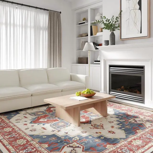 Main image of 8x10 Washable Area Rug Patented Non-Slip Carpet, Low Pile, Child & Pet Friendly, High-Grip Rug Pad Included Ideal for Entryway, Living Room & Bedroom (Imperial Blossom)