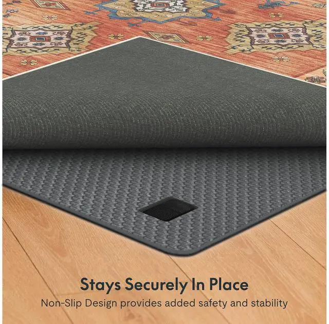 Alt view image 6 of 6 - 5x7 Washable Area Rug Patented Non-Slip Carpet, Low Pile, Child & Pet Friendly, High-Grip Rug Pad Included Ideal for Entryway, Living Room & Bedroom (Persian Ember)
