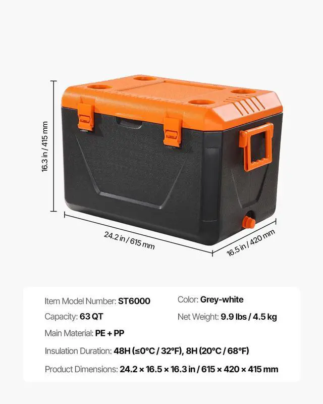 Alt view image 7 of 7 - Portable Cooler, Lightweight Rigid Material Insulated Portable Cooler, Suitable for Family Picnics and Long Trips