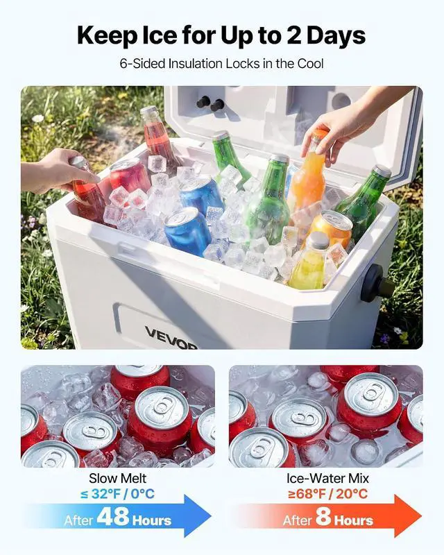 Alt view image 2 of 7 - Portable Cooler, Lightweight Rigid Material Insulated Portable Cooler, Suitable for Family Picnics and Long Trips
