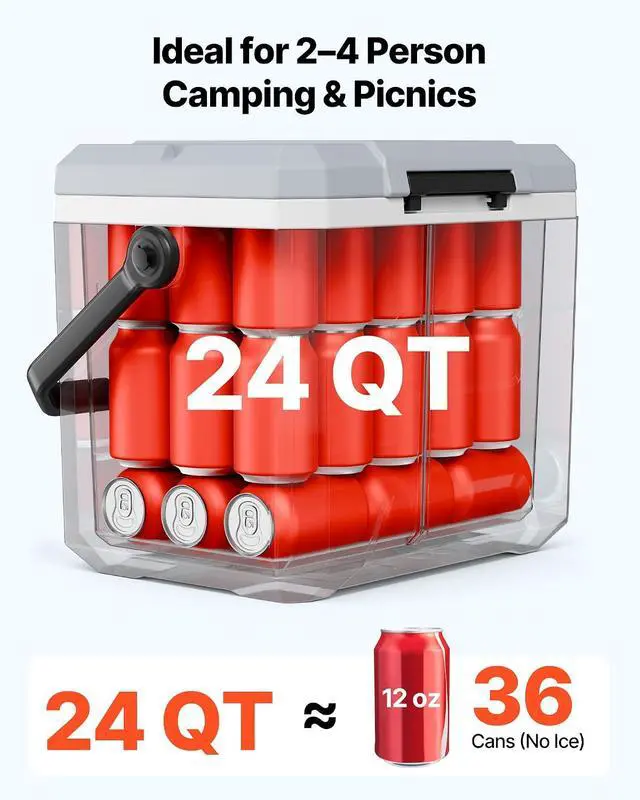 Alt view image 3 of 7 - Portable Cooler, Lightweight Rigid Material Insulated Portable Cooler, Suitable for Family Picnics and Long Trips