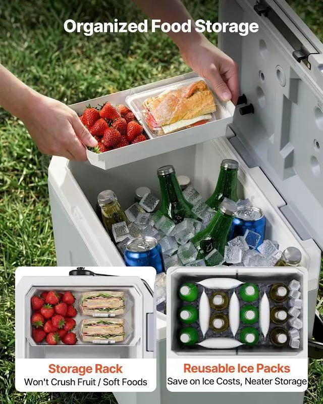 Alt view image 4 of 7 - Portable Cooler, Lightweight Rigid Material Insulated Portable Cooler, Suitable for Family Picnics and Long Trips