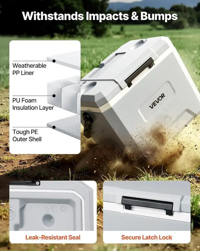 Alt view image 5 of 7 - Portable Cooler, Lightweight Rigid Material Insulated Portable Cooler, Suitable for Family Picnics and Long Trips