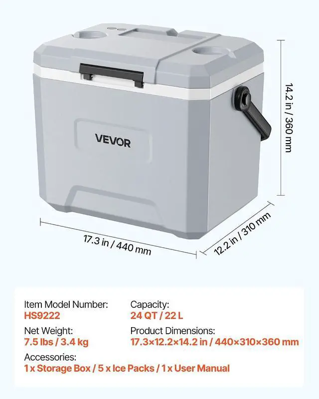 Alt view image 7 of 7 - Portable Cooler, Lightweight Rigid Material Insulated Portable Cooler, Suitable for Family Picnics and Long Trips