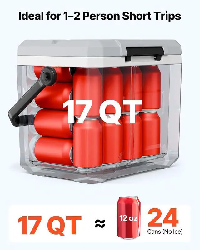Alt view image 3 of 7 - Portable Cooler, Lightweight Rigid Material Insulated Portable Cooler, Suitable for Family Picnics and Long Trips