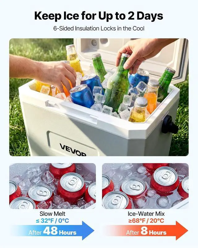 Alt view image 2 of 7 - Portable Cooler, Lightweight Rigid Material Insulated Portable Cooler, Suitable for Family Picnics and Long Trips