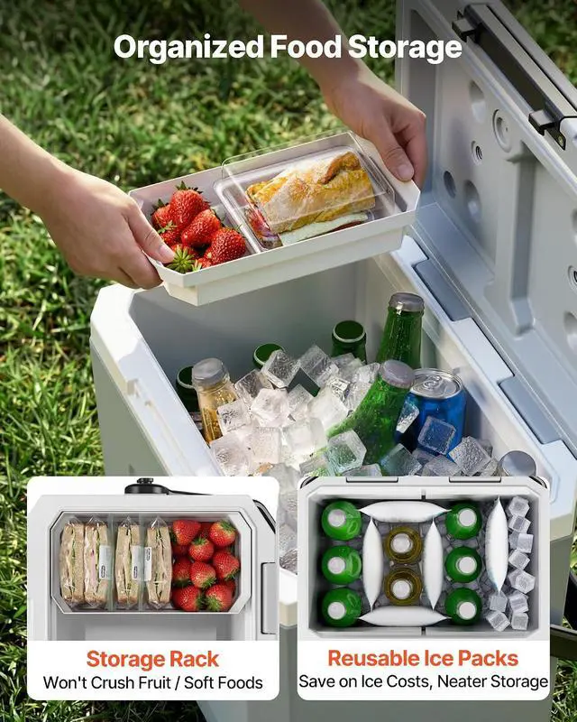 Alt view image 4 of 7 - Portable Cooler, Lightweight Rigid Material Insulated Portable Cooler, Suitable for Family Picnics and Long Trips