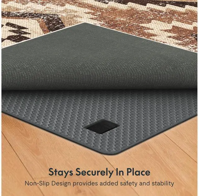 Alt view image 5 of 6 - 2.5x7 Washable Area Rug Patented Non-Slip Carpet, Low Pile, Child & Pet Friendly, High-Grip Rug Pad Included Ideal for Entryway, Living Room & Bedroom (Rustic Haven)