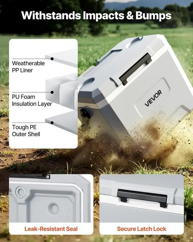 Alt view image 5 of 7 - Portable Cooler, Lightweight Rigid Material Insulated Portable Cooler, Suitable for Family Picnics and Long Trips