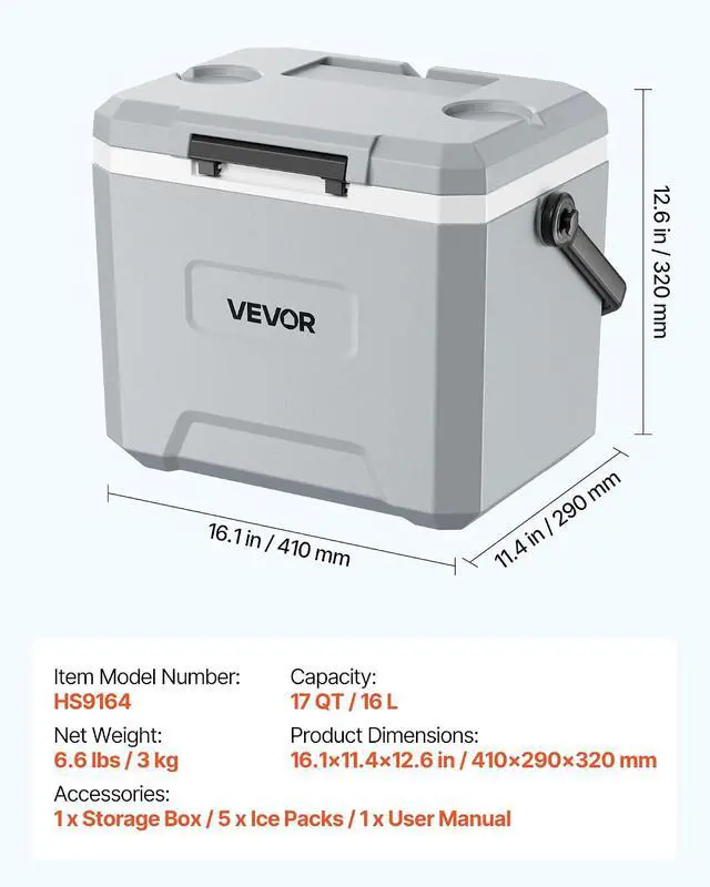 Alt view image 7 of 7 - Portable Cooler, Lightweight Rigid Material Insulated Portable Cooler, Suitable for Family Picnics and Long Trips