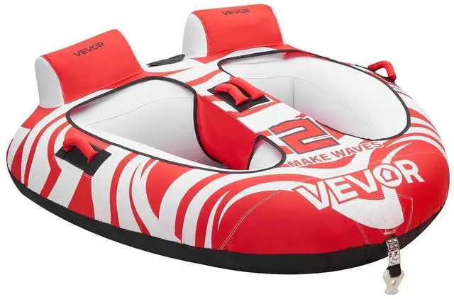 Main image of Towable Tubes for Boating, 2-Rider Inflatable Boat Tubes and Towables, 340 lbs Capacity Water Sport Tubes for Boat to Pull - with 2 Cockpits, Full Nylon Cover, Padded Grab Handles & Safety Valve