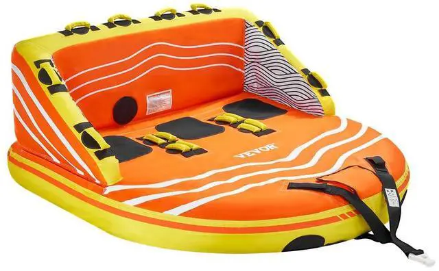 Main image of Towable Tube for Boating, 1-3 Riders Inflatable Boat Tubes and Towables, 510lbs Water Sport Towable Tube for Boat to Pull - with Full Nylon Cover, 16 Grab Handles, Dual Tow Points & Safety Valve