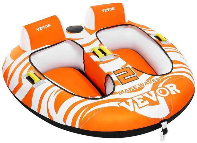 Main image of Towable Tubes for Boating 2 Person, Inflatable Boat Tubes and Towables with 2 Cockpits, 340lbs Water Sport Tubes for Boat to Pull - with 840D Full Nylon Cover, Padded Grab Handles & Safety Valve